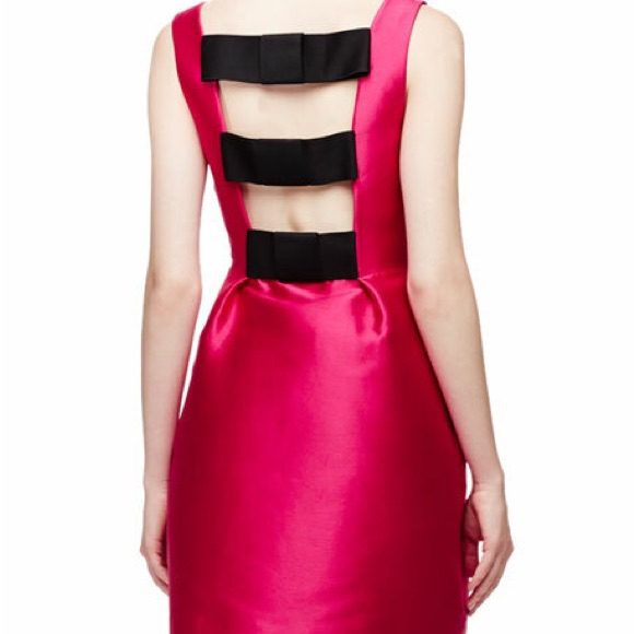 Kate Spade Hot Pink And Black Mini Bow-Back Dress $428